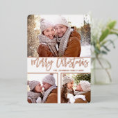 3 PHOTO Simple Sparkle Christmasエレガントバラ金ゴールド 箔シーズンカード (立ち正面)