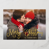 3 PHOTO Sparkle モダン Christmas Greeting金ゴールド 箔シーズンカード (正面)