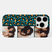 3 Photo Teal And Gold Leopard Print Case-Mate iPhoneケース (裏面 (横))