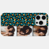3 Photo Teal And Gold Leopard Print Case-Mate iPhoneケース (裏面 (横))