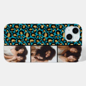 3 Photo Teal And Gold Leopard Print Case-Mate iPhoneケース (裏面 (横))