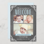 3-Photo Welcome Chalkboard | 誕生発表 案内状 (正面/裏面)