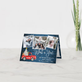 3 Photo What a Year Christmas Red Farm truck シーズンカード