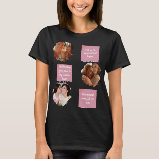 3 Photos Collage Heart Shape Happy Mother's Day  Tシャツ (正面)