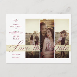 3 Photos Couple in Love Simple Elegant Script ポストカード