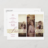 3 Photos Couple in Love Simple Elegant Script  ポストカード (正面/裏面)