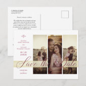 3 Photos Couple in Love Simple Elegant Script  ポストカード (正面/裏面)