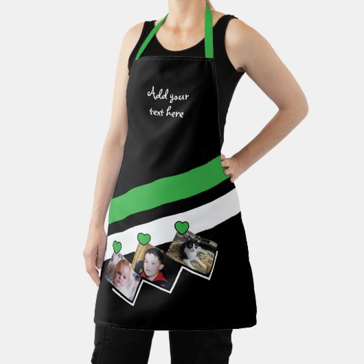 3 photos custom text black green エプロン (インサイチュ)