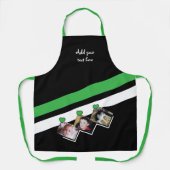 3 photos custom text black green エプロン (正面)
