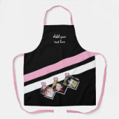 3 photos custom text black pink エプロン (正面)