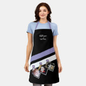 3 photos custom text black purple エプロン (着用した状態)