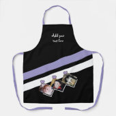 3 photos custom text black purple エプロン (正面)