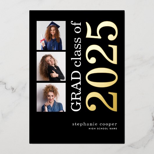 3 Photos Grad 2025金実在箔発表 箔招待状 (正面)