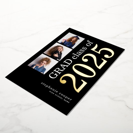 3 Photos Grad 2025金実在箔発表 箔招待状 (回転した状態)