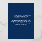 3 Photos Grad 2025 Navy Gold Foil発表 箔招待状 (裏面)