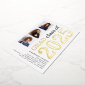 3 Photos Graduation 2023 White Gold Real  箔招待状 (回転した状態)