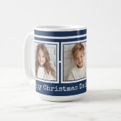 3 Photos, Long Message, Dark Blue Modern P31 コーヒーマグカップ (正面左)