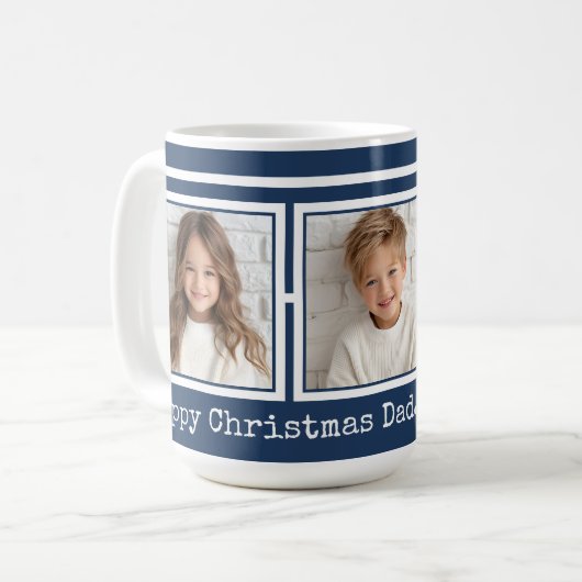 3 Photos, Long Message, Dark Blue Modern P31 コーヒーマグカップ (正面左)