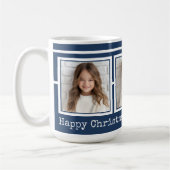 3 Photos, Long Message, Dark Blue Modern P31 コーヒーマグカップ (左)