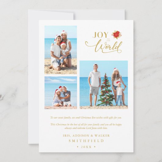 3 Photos Poinsettias Whimsical Joy to the World (正面)