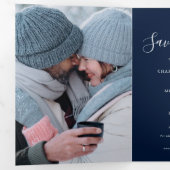 3 Photos Script Wedding Save the Date 三つ折り案内状 (内部最初)