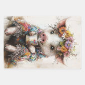 3 Piggies Tea Time Party Decoupage Wrapping Paper ラッピングペーパーシート (正面2)