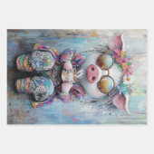 3 Piggies Tea Time Party Decoupage Wrapping Paper ラッピングペーパーシート (正面)