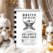 3 Pirate Skull Halloween Dinner Party  招待状