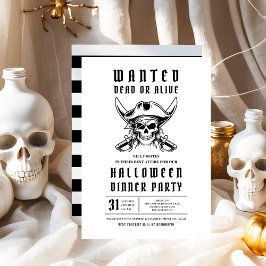 3 Pirate Skull Halloween Dinner Party 招待状