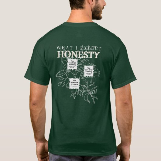 3 QRs - "HONESTY - FLOWERS" - What I Expect Tシャツ (裏面)