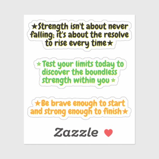 3 Quotes About Strength | Inspirational Stickers シール (シート)