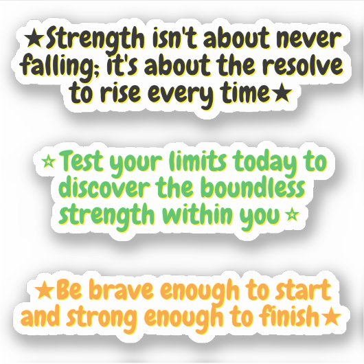 3 Quotes About Strength | Inspirational Stickers シール (正面)
