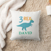 3 Rex 恐竜の誕生日デザイン クッション (ブランケット)