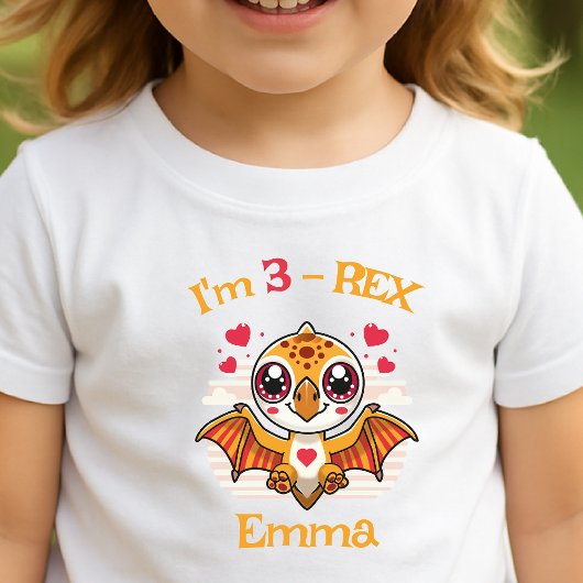 3-Rex Birthday Shirt – Custom Name Gift トドラーTシャツ