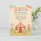 3 Ring Circus Triplet Baby Shower Invitation 招待状 (スタンド正面)
