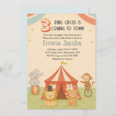 3 Ring Circus Triplet Baby Shower Invitation 招待状 (正面/裏面)