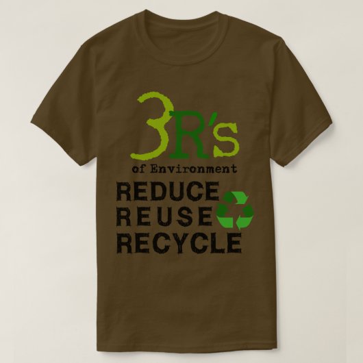 3 Rs環境減ら再利用リサイクル救。 Tシャツ (デザイン正面)