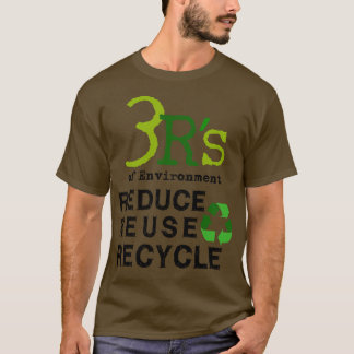 3 Rs環境減ら再利用リサイクル救。 Tシャツ