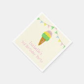 3 Scoops of Fun 3歳の誕生日 アイスクリームパーティー スタンダードカクテルナプキン (角)