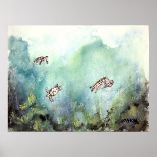 3_sea_turtles_painting ポスター