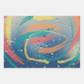 3-set Raindrop Effect Brushstroke Wrapping Paper ラッピングペーパーシート (正面2)