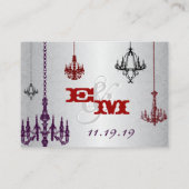 3 Silver Red & Black Chandelers Damask Wedding エンクロージャーカード (裏面)