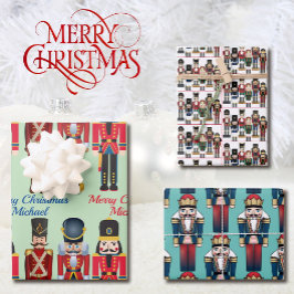 3 Soldier Nutcracker Christmas Personalize Name ラッピングペーパーシート