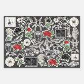 3 Spider Webバラハロウィンコラージエフエメラシート ラッピングペーパーシート (正面2)