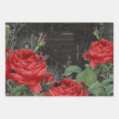 3 Spider Webバラハロウィンコラージエフエメラシート ラッピングペーパーシート (正面)