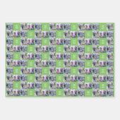 3 Squareフォトコラージュと文字 – 青い緑 ラッピングペーパーシート (正面2)