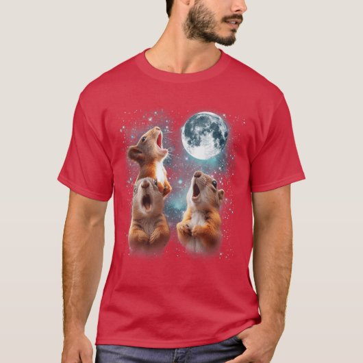 3 Squirrel Moon Howling Squirrel Head Funny for Me Tシャツ (正面)