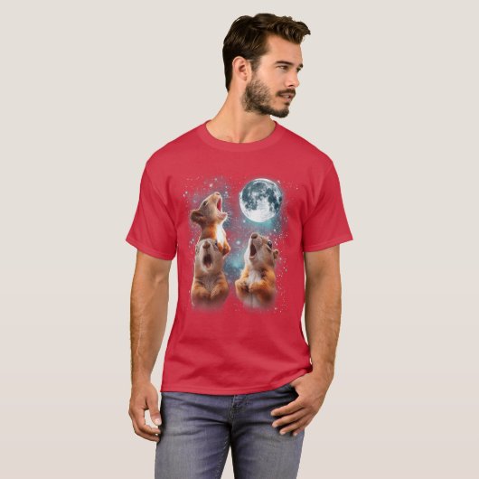 3 Squirrel Moon Howling Squirrel Head Funny for Me Tシャツ (正面フル)