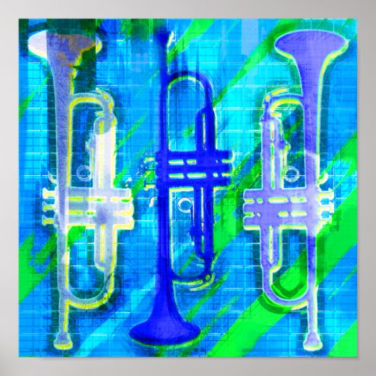 3 Trumpets Abstract ポスター (正面)