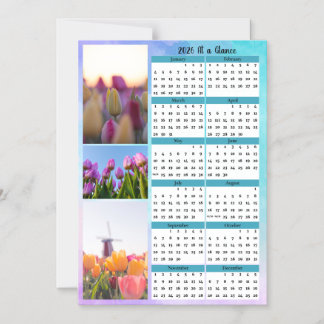 3 Tulip Image At a Glance Calendar マグネット招待状